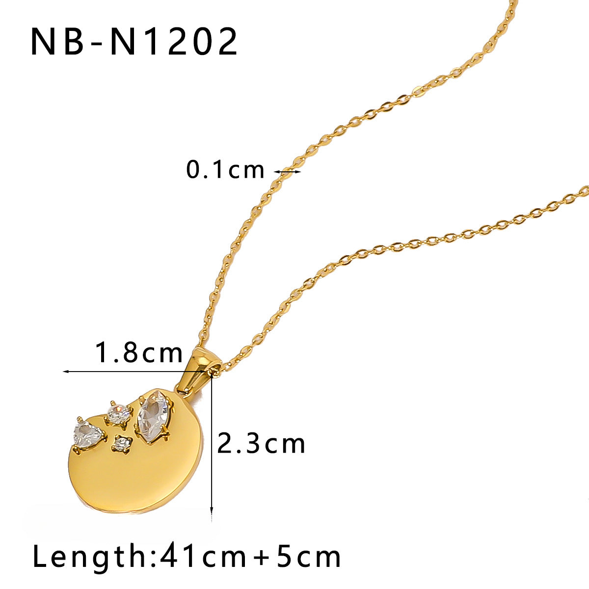 Wholesale Vintage Love Geometric Pendant Inlaid Zircon Natural Stone Stainless Steel Necklaces ACC-NE-XinY007