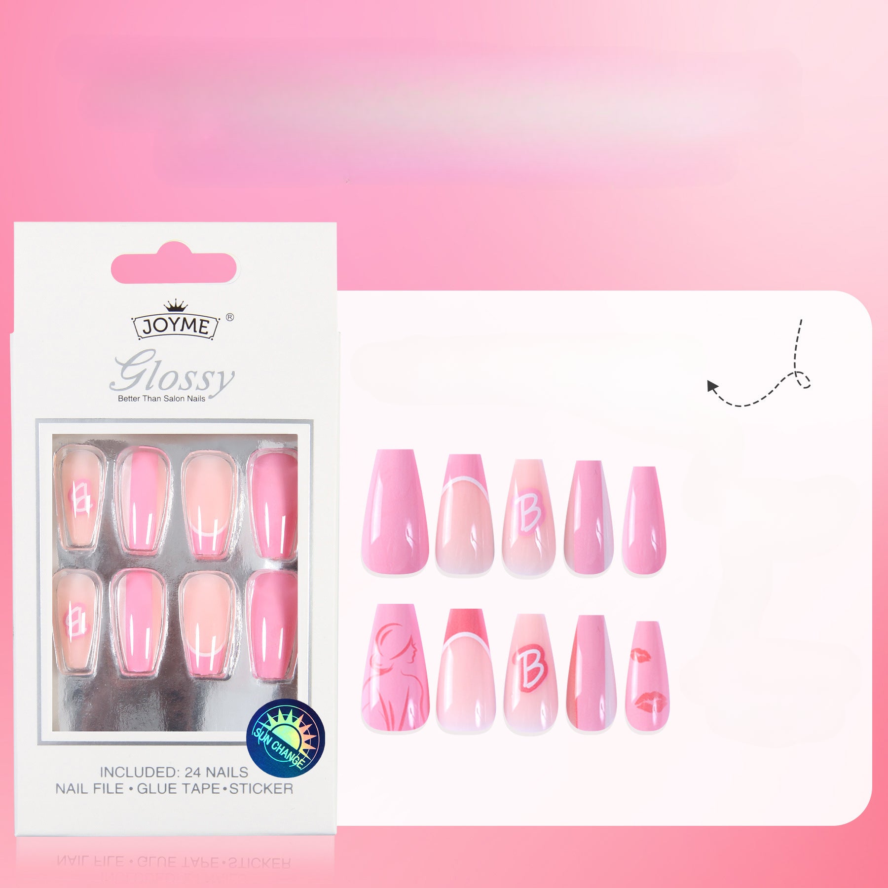 Wholesale Temperature Varying Light Varying Cow Pattern Butterfly Colored Press on Nails Kits 24 Pieces Back Adhesive Plastic Nail Tablets ACC-NS-XKQ025