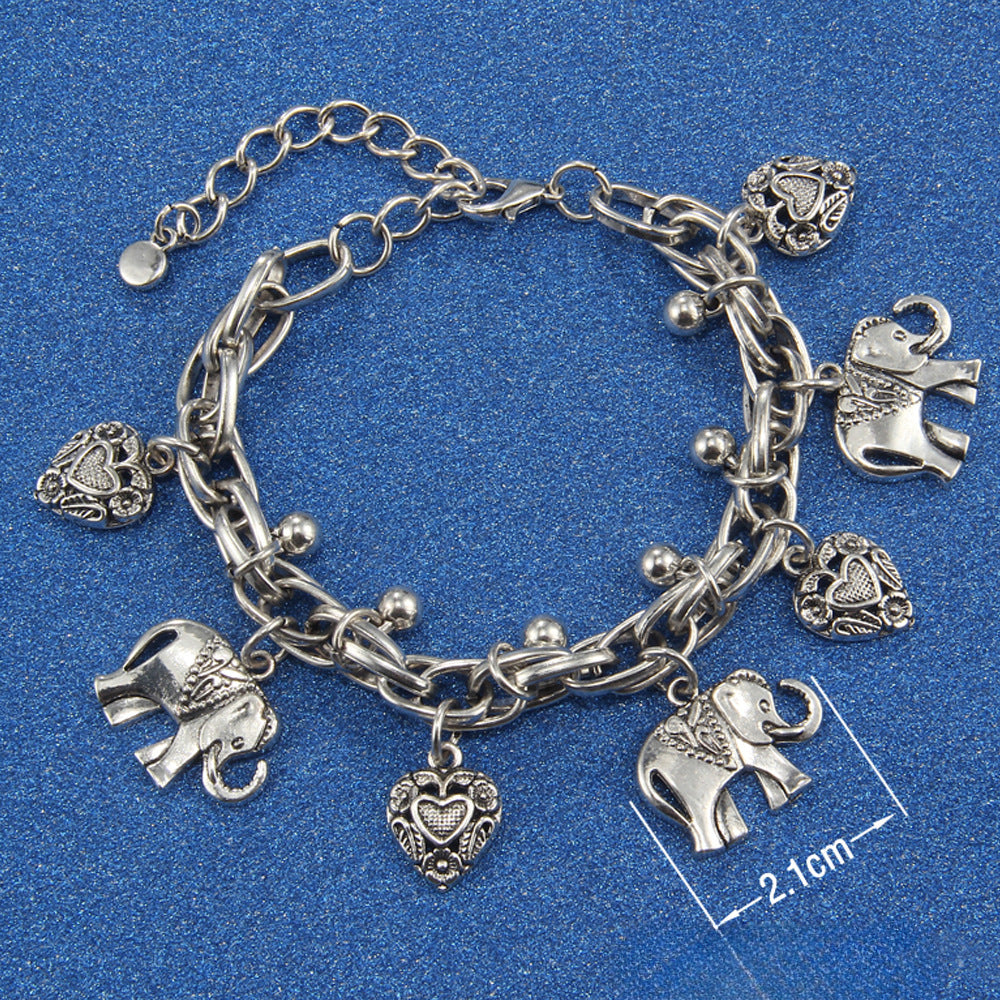 Wholesale Vintage Alloy Carved Elephant Heart Pendant Beach Style Anklet ACC-AS-Gaot002