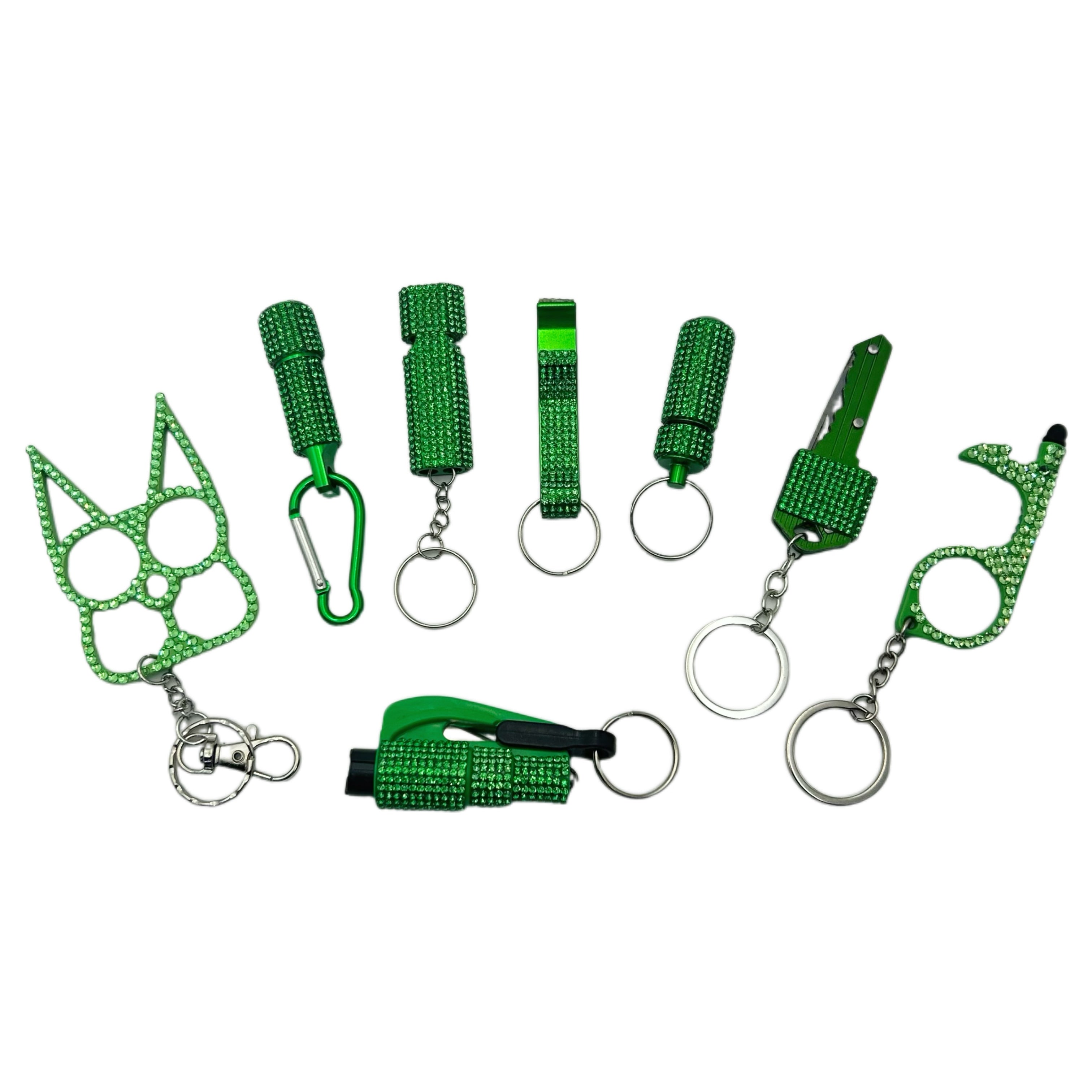 Wholesale 8pcs/set Solid Color Diamond Outdoor Keychain Set Jewelry Accessories Keychain Pendant ACCHW-KC-KaBiao020