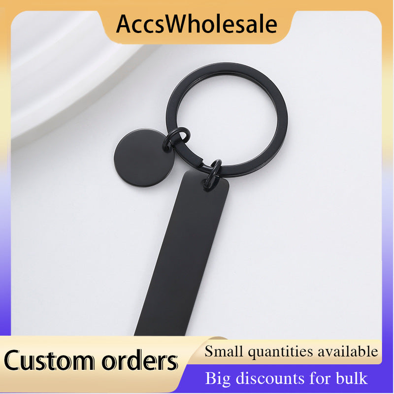 Custom Keychain with Laser Engraved Text or Logo - Multi-color Long Metal Keychain with Pendant