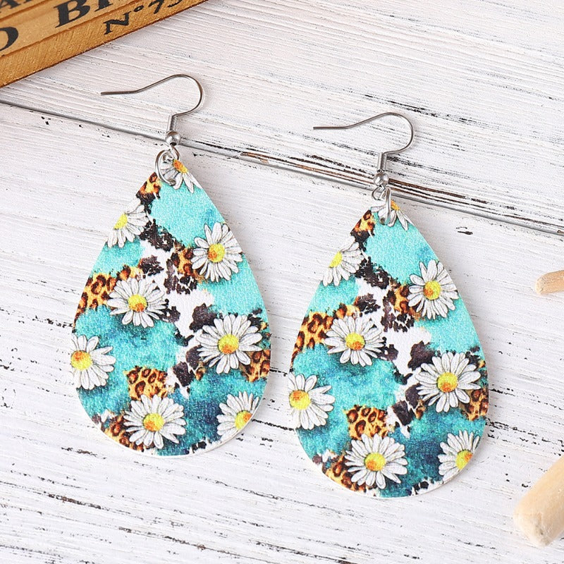 Wholesale Western Ethnic Style Cowboy Sunflower Water Drop Earrings ACC-ES-ChuLian140