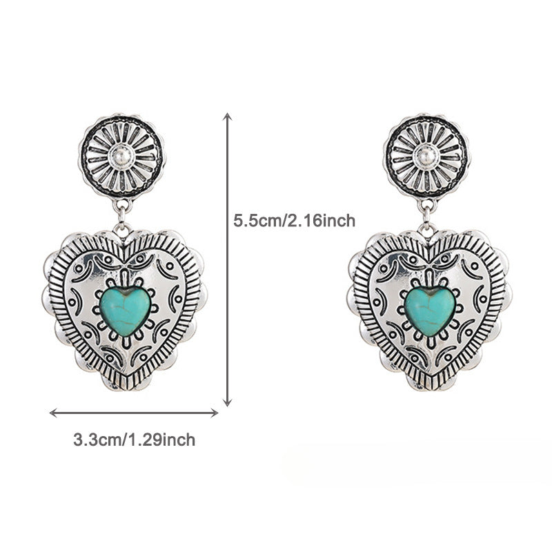 Wholesale Valentine's Day Series Love Peach Semi-precious Stone Vintage Earrings ACC-ES-KJ008