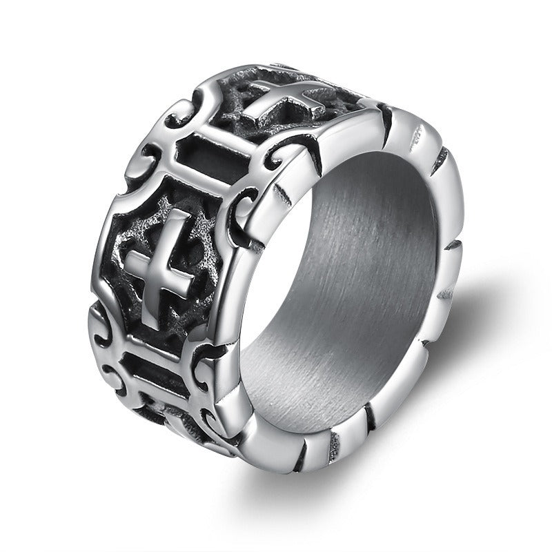Wholesale Stainless Steel Punk Personality Cross Ring ACC-RS-Moer014