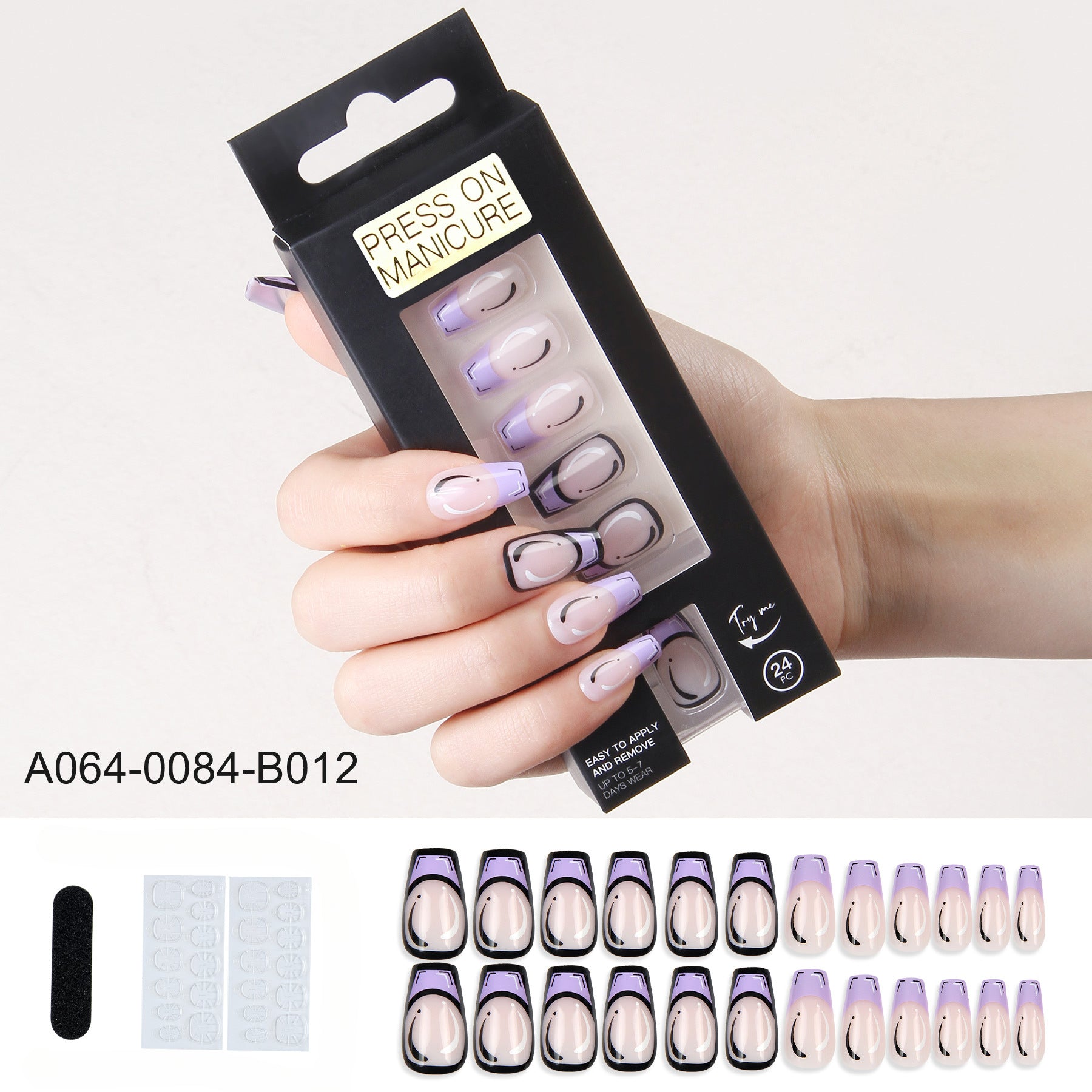 Wholesale Press on Nails Kits 24 Ballet Nail Adhesive Nail Enhancement Tablets ACC-NS-XKQ008