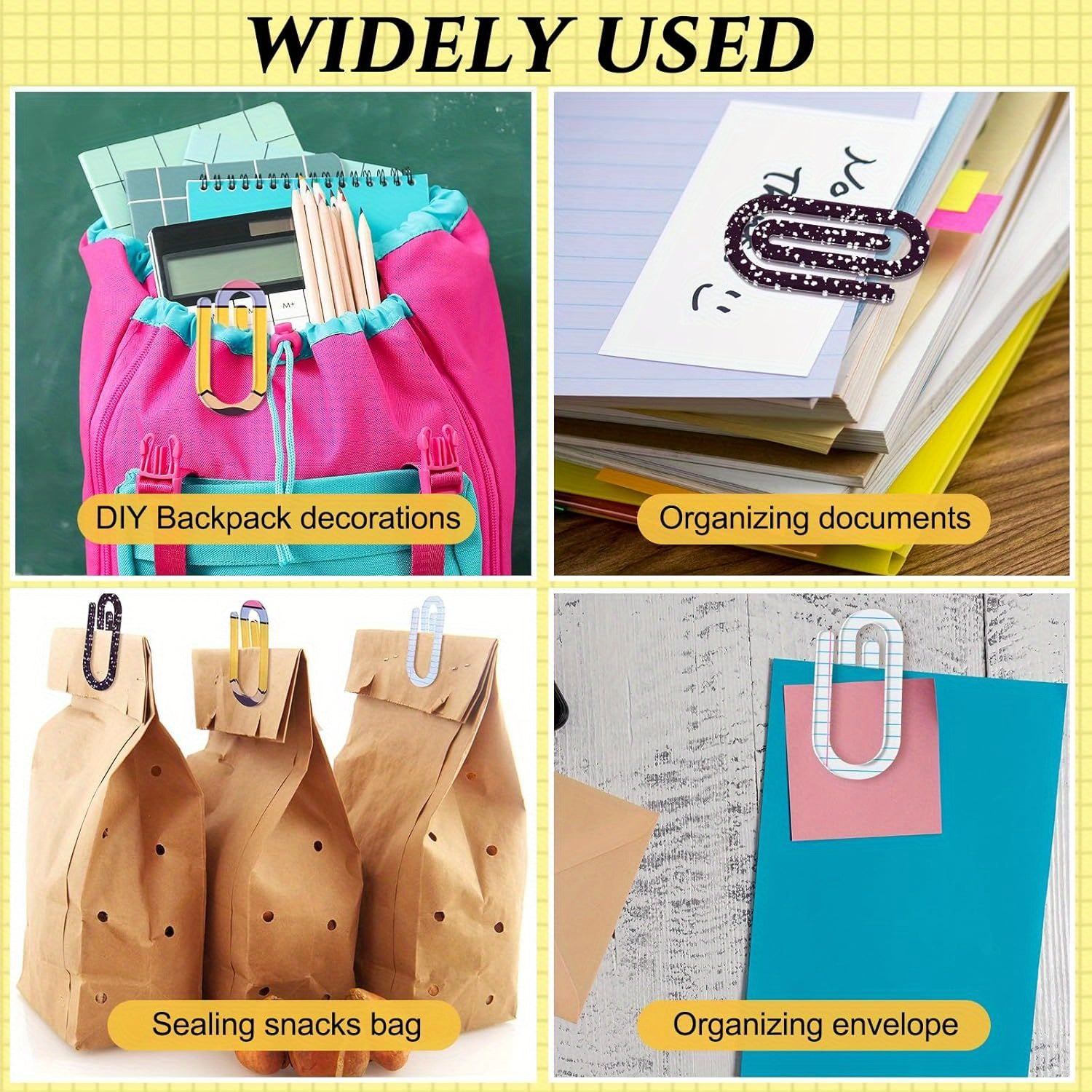 9pcs Jumbo Acrylic Paper Clips Teacher Appreciation Gift 4 Inch Paperclip Bookmark Gift Set for Back to School Office Supplies