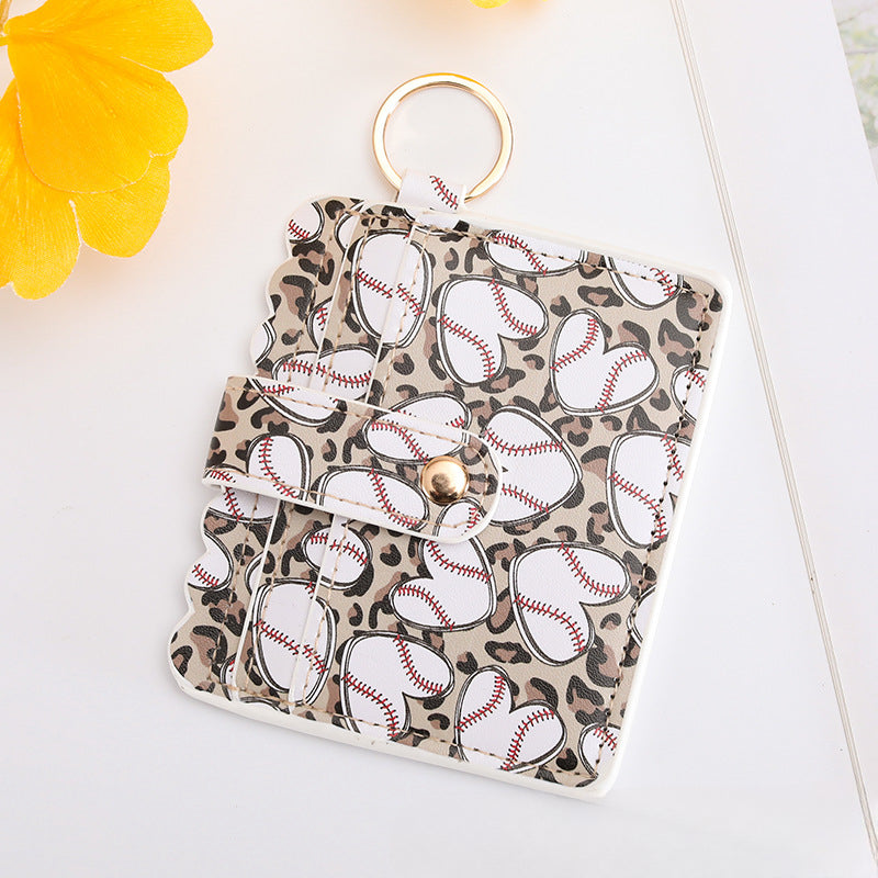 Wholesale Baseball Softball Leopard Print Cow Print PU Pickup Bag Keychain ACC-KC-HaoBao001