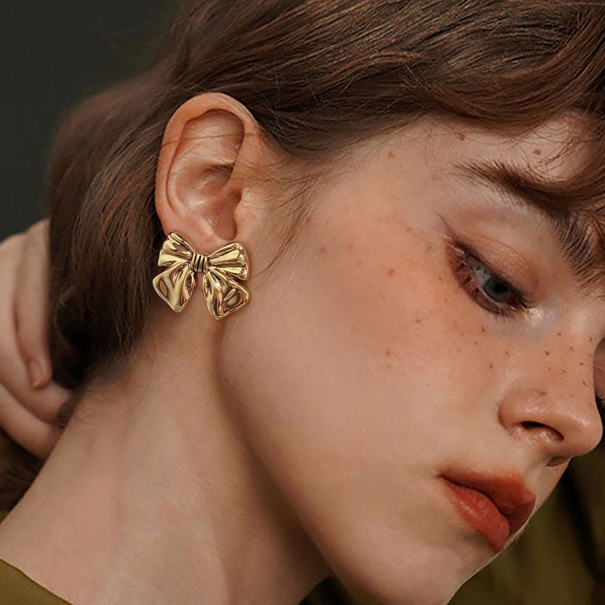 Wholesale Bow Earrings Copper Plated 18k Gold Earrings, Bow Knots, High Quality Jewelry ACC-ES-HuaChuang002
