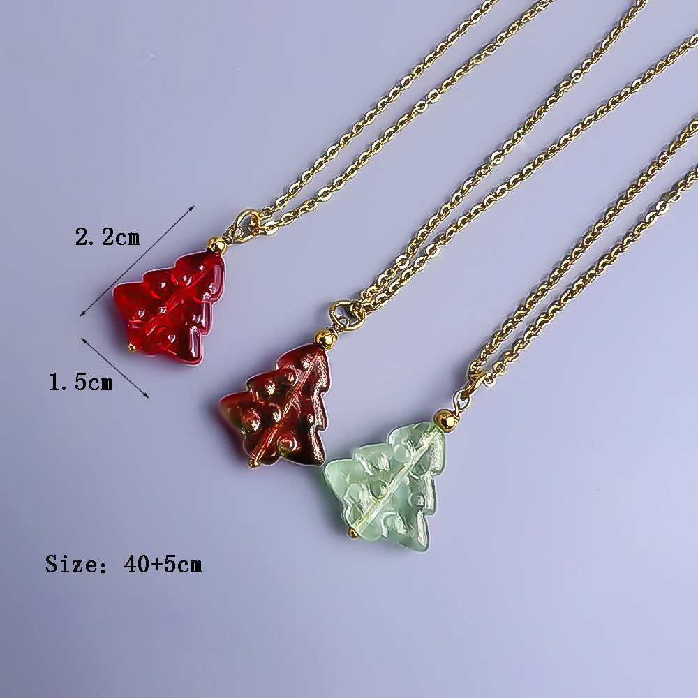 Wholesale Colorful Glass Tree Pendant Stainless Steel Necklaces ACC-NE-Youbi010