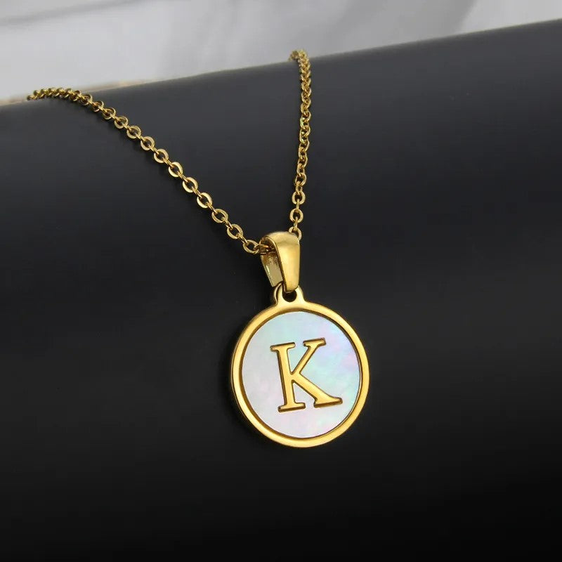 Wholesale Titanium Steel Necklace Round Shell Letter Necklace ACC-NE-BaiTian005