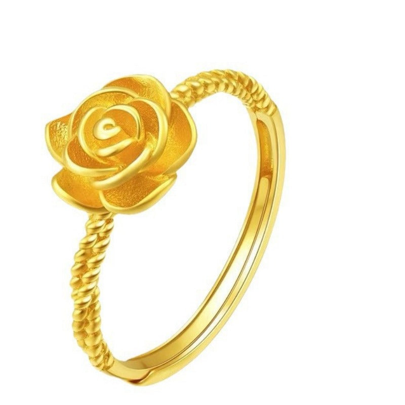 Wholesale Brass Gold Plated Rose Flower Ring ACC-RS-WanXi009