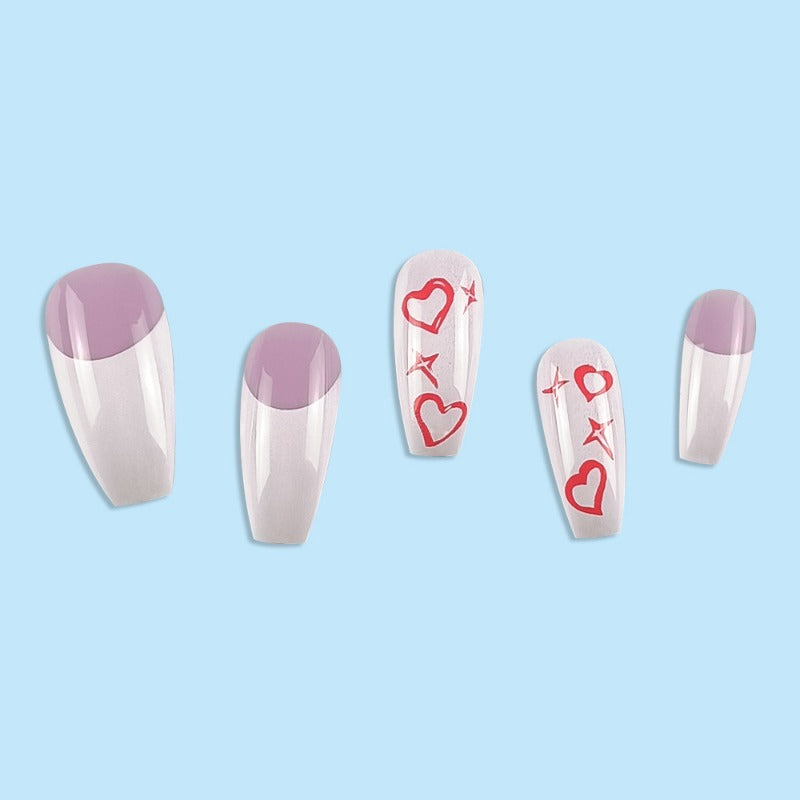 Wholesale 24 Pieces/box Valentine's Day Pink Love Nails Kits Nail Stickers ACC-NS-QXJ054