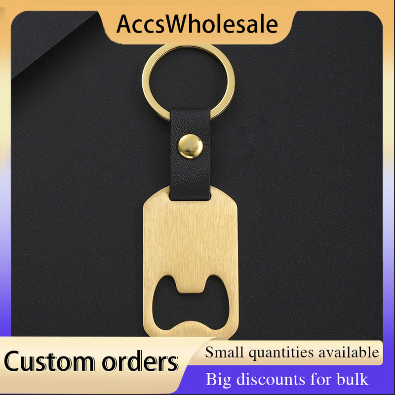 Custom Keychain with Laser Engraved Text or Logo - Multi-color Bottle Opener Style Engraved Metal Keychain
