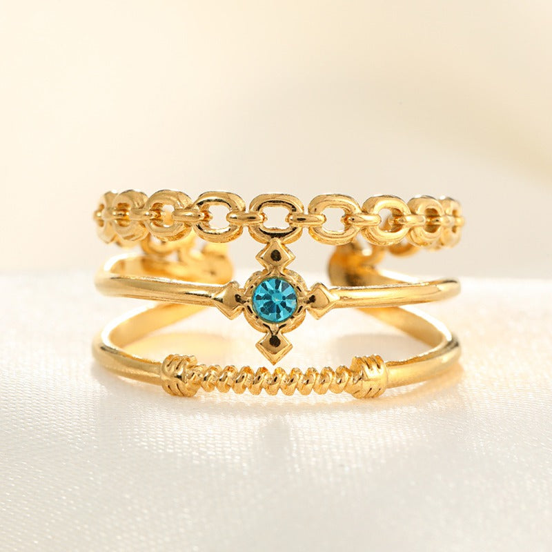 Wholesale Line Ring Micro-Inlaid Zirconia Stainless Steel Open Rings  ACC-RS-TaiMei005