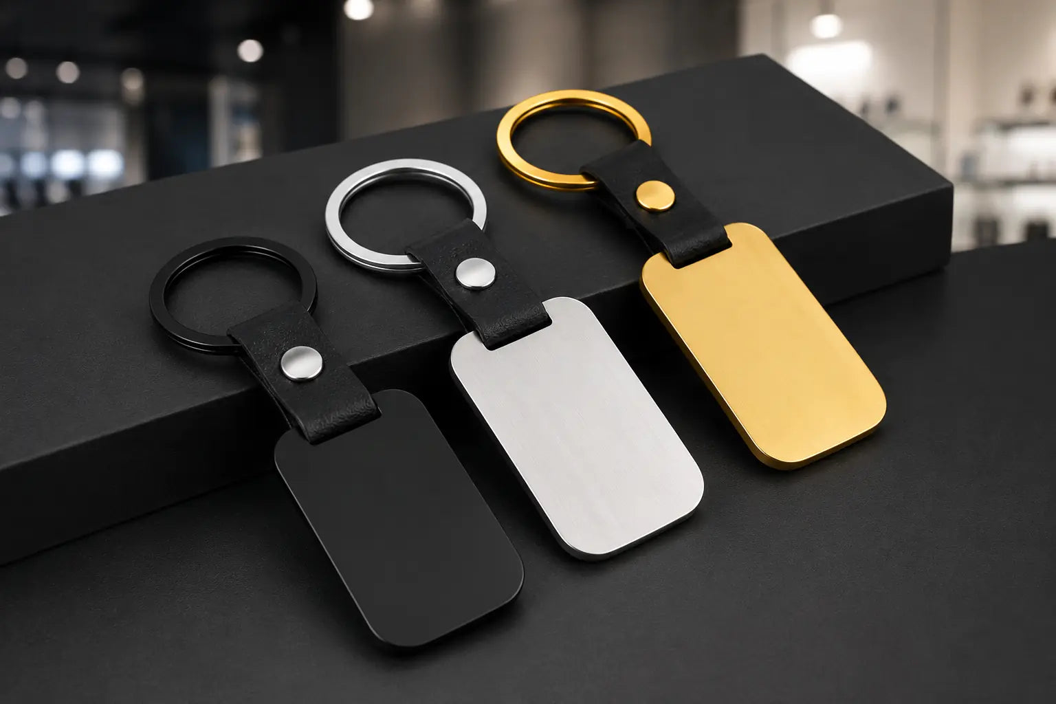 AccsWholesale rectangular custom metal keychains with logo engraving space