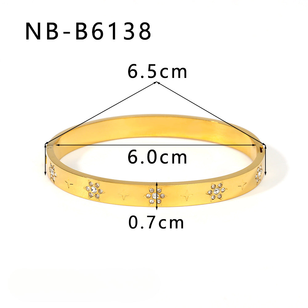 Wholesale Stainless Steel Inlaid Zircon Colorful Leaf Snowflake Love Geometric Bracelet ACC-BT-XinY027