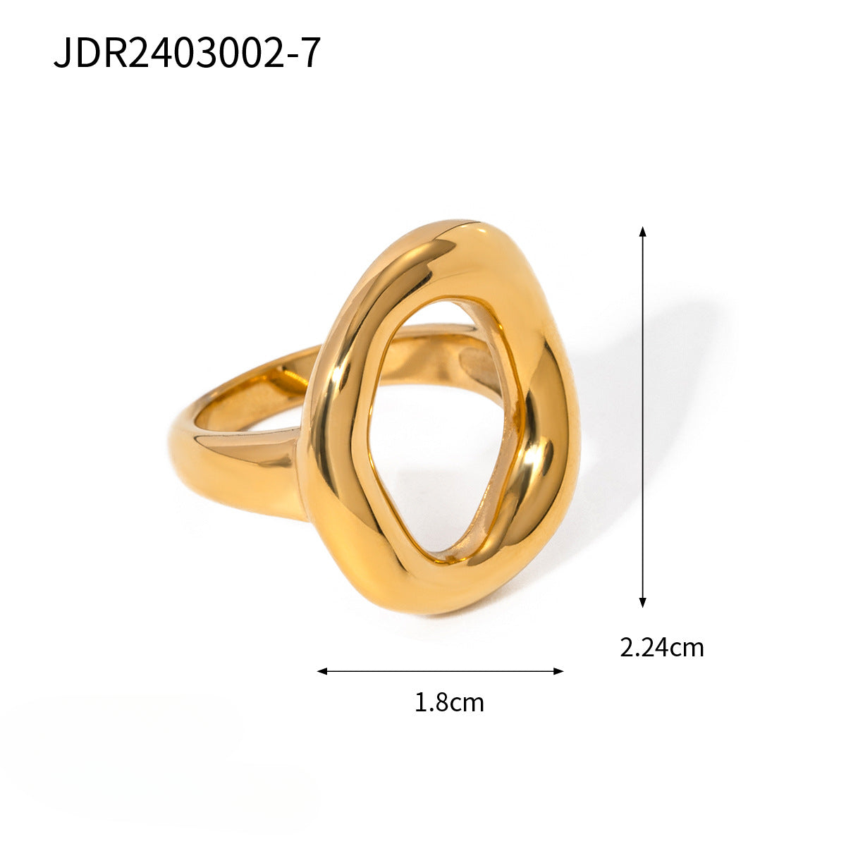 Wholesale 18k Gold Stainless Steel Rings Oval Hollow Ring Gold Plated Rings ACC-RS-JieDing001