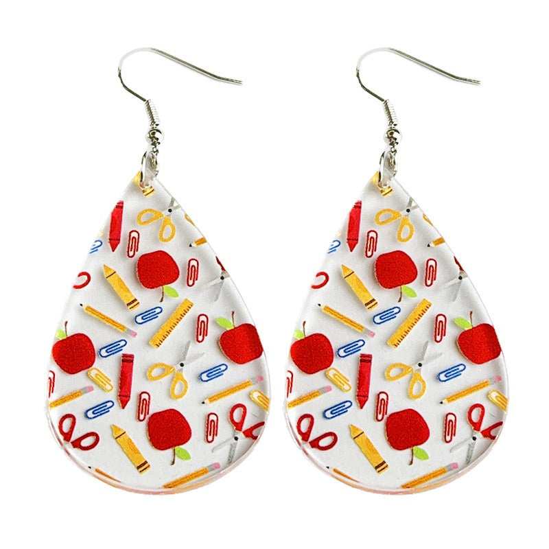 Wholesale 2 Pairs/pack Acrylic Water Drop Shape Colorful Cute Earrings ACC-ES-HY191