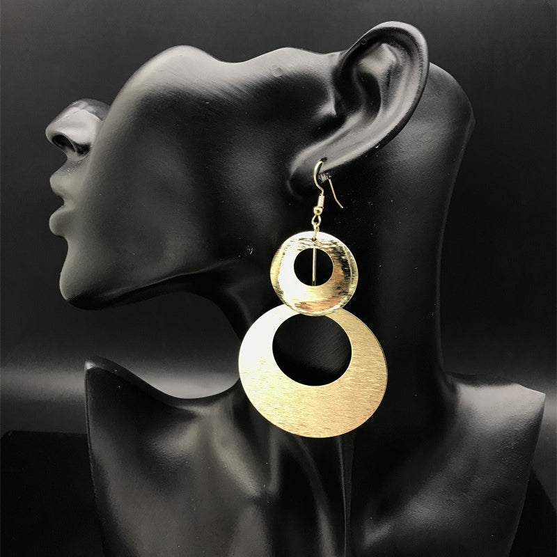 Wholesale Double Hoop Metal Long Earrings ACC-ES-FX054