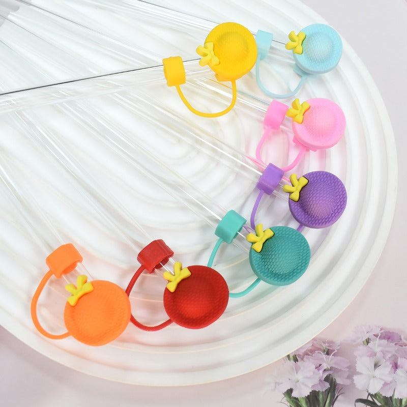 Wholesale Random 100pcs Cartoon Hat 10mm PVC Soft Straw Tube Cap ACC-SCR-RYY141