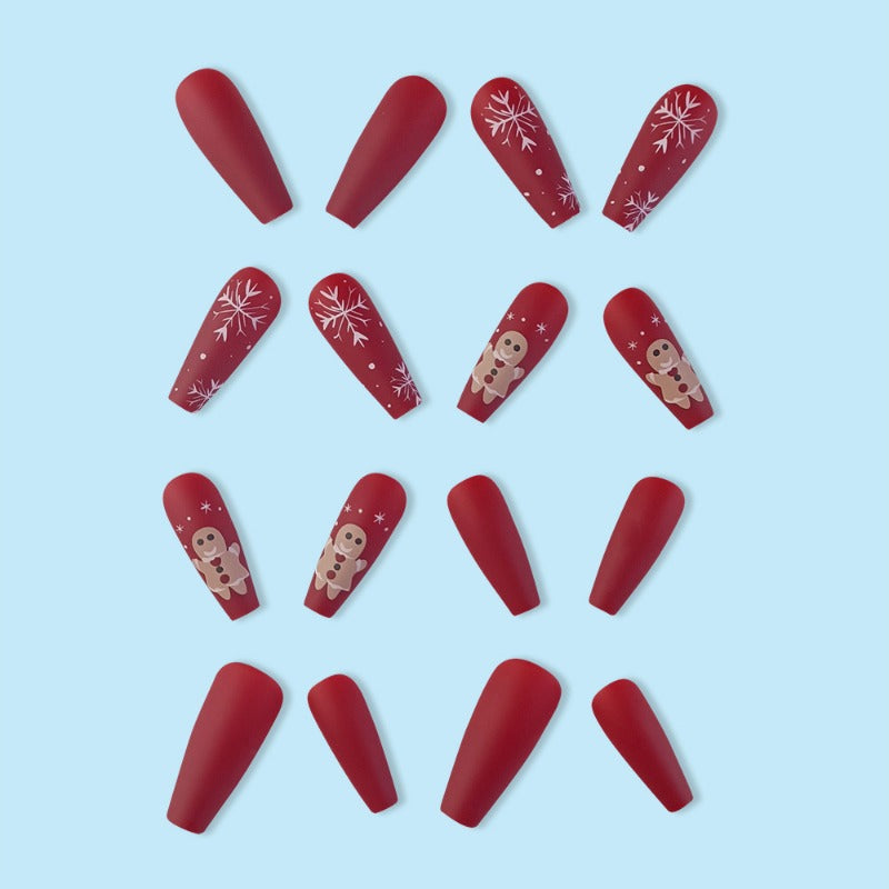 Wholesale 24 Pieces/box Christmas Red and White Snowflake Nails Kits Nail Stickers ACC-NS-QXJ037