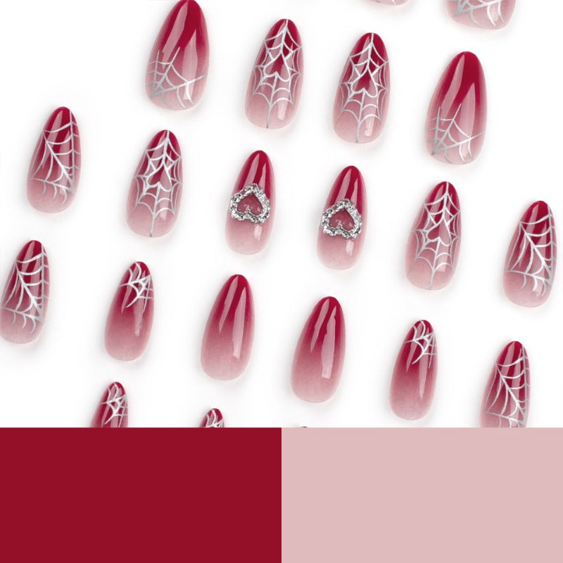Wholesale 24 Pieces/box 3D Red Gradient Pearl Nails Kits Nail Stickers ACC-NS-LeFan259