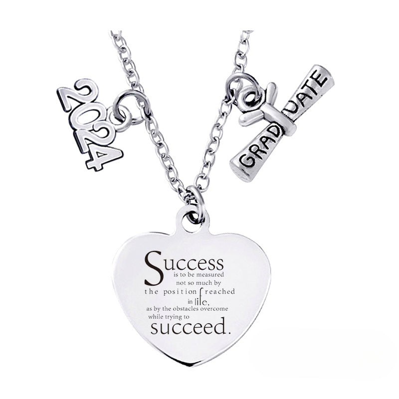 Wholesale Love Pendant 2024 Graduation Season Gift Titanium Steel Necklace ACC-NE-Ganggu001