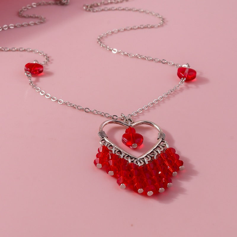 Wholesale Valentine's Day Heart Tassel Necklace ACC-NE-YueSen017