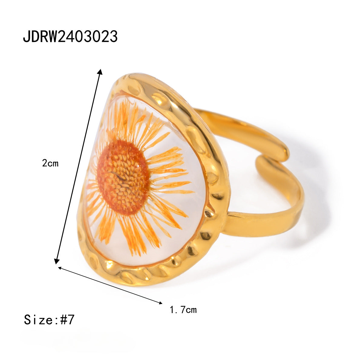 Wholesale 18k Gold Stainless Steel Sunflower Eternal Flower Rings ACC-RS-WanX003    