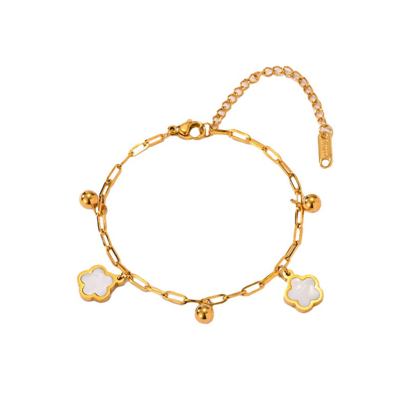 Wholesale Light Luxury Stainless Steel Five Leaf Flower Bracelets ACC-BT-ZhuoXin001