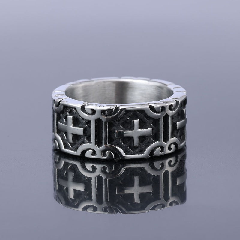 Wholesale Stainless Steel Punk Personality Cross Ring ACC-RS-Moer014