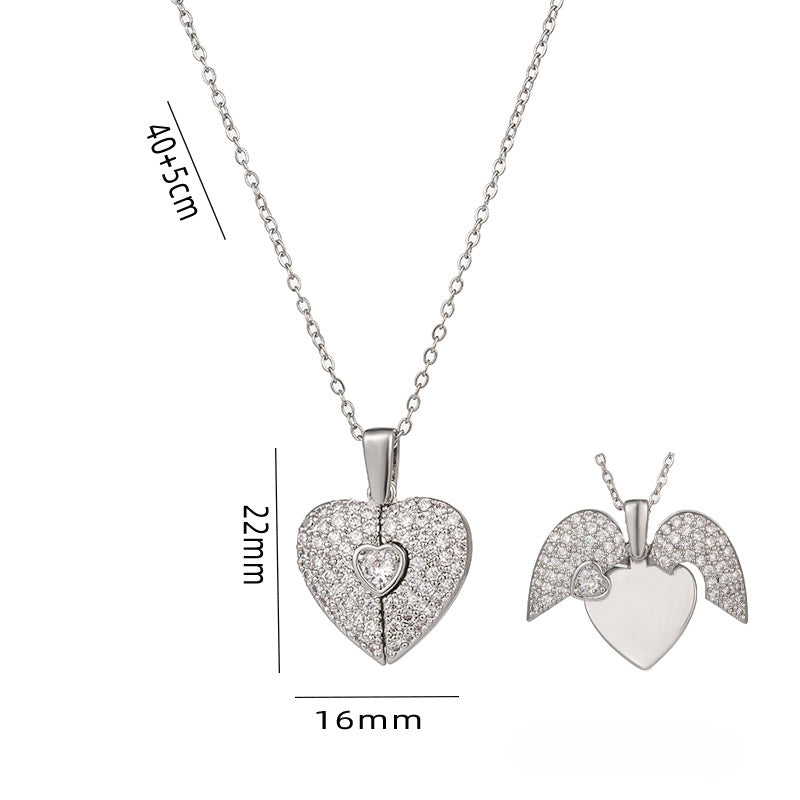 Wholesale Titanium Steel Necklace Love Necklace Heart Shaped Wings Pendant ACC-NE-Kouz004