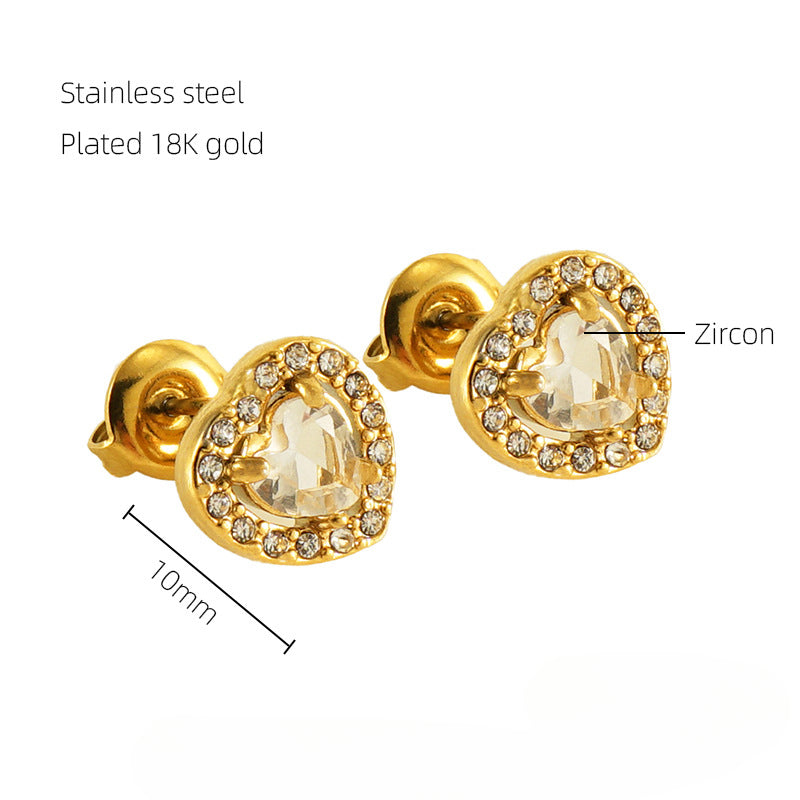 Wholesale Stainless Steel Love Zircon 18K Water Drop Sunflower Earrings ACC-ES-Zhongy002