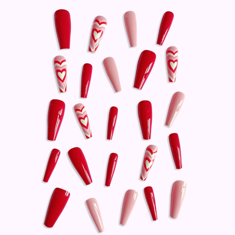 Wholesale 24 Pieces/box Valentine's Day Long Nails Kits Nail Stickers ACC-NS-QXJ053