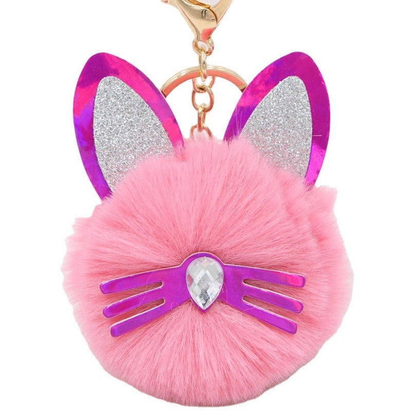Wholesale Cute Cat Ears Whiskers Plush Doll Keychains ACC-KC-Zuge009