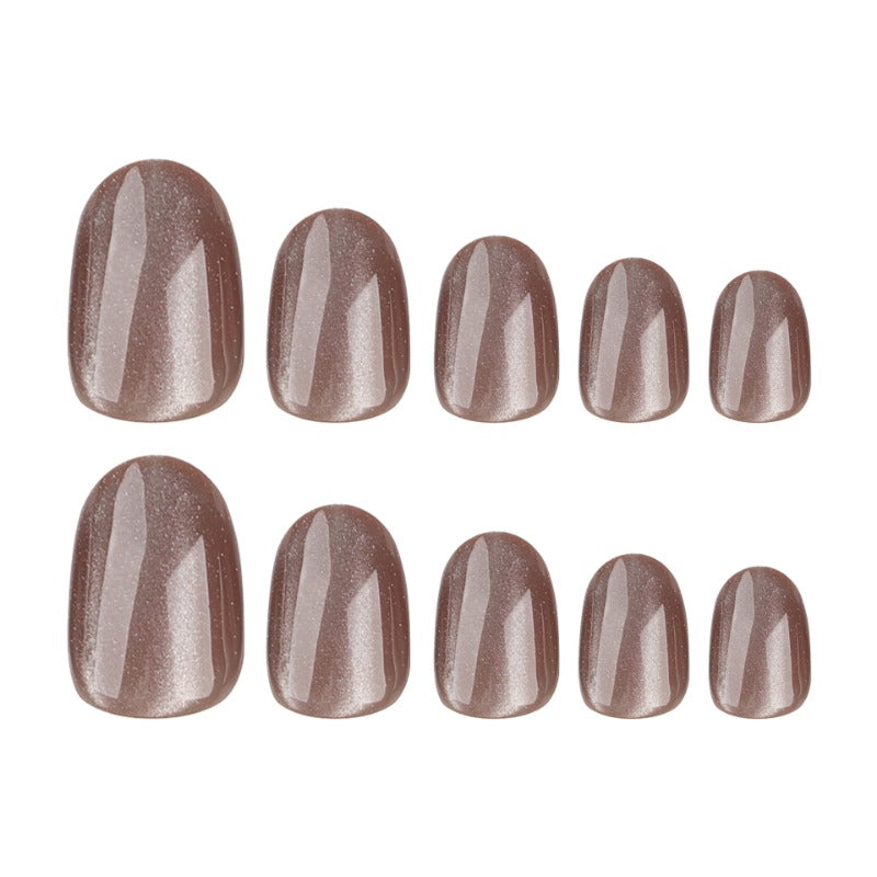 Wholesale 24 Pieces/box Dark Brown Cat Eye Nails Kits Nail Stickers ACC-NS-LeFan131