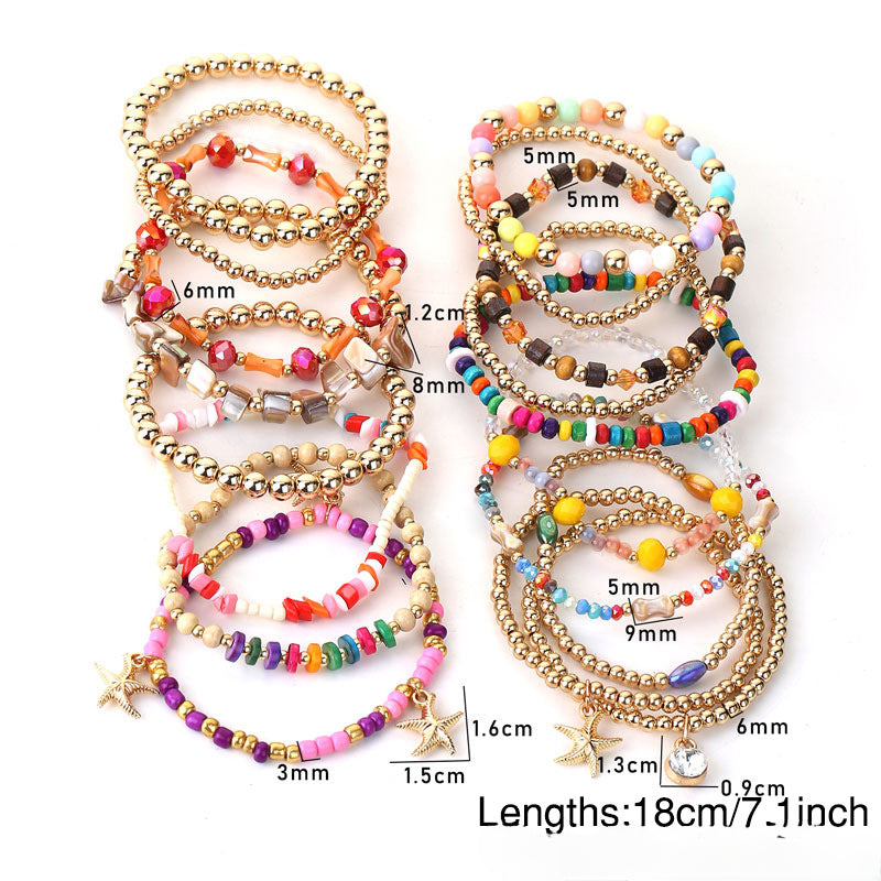 Wholesale 18pcs Colored Stone Bracelets Set ACC-BT-GuTe005