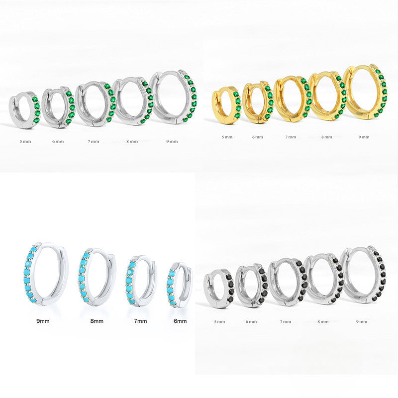 Wholesale 925 Sterling Silver Hoop Earrings Colored Zircon ACC-ES-KaNaier004