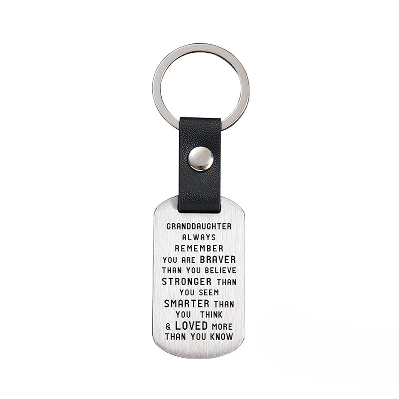 Wholesale Family Gifts Grandchildren Metal Leather Keychains ACC-KC-GangGu025