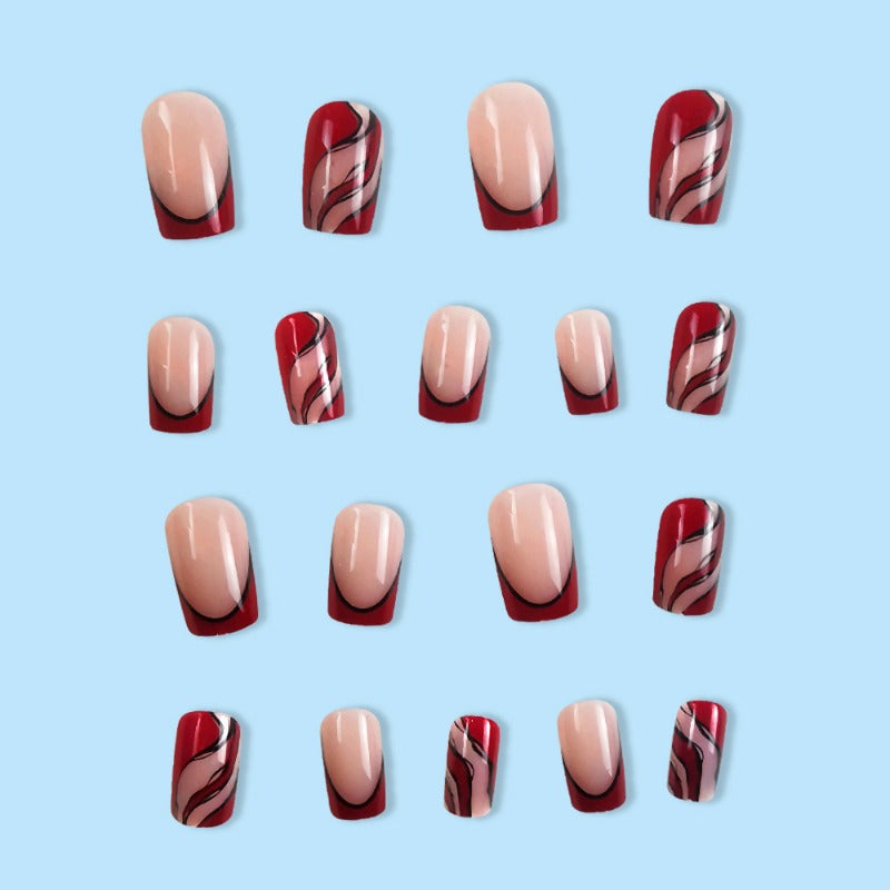 Wholesale 24 Pieces/box Red Wave Stripe Nails Kits Nail Stickers ACC-NS-QXJ050