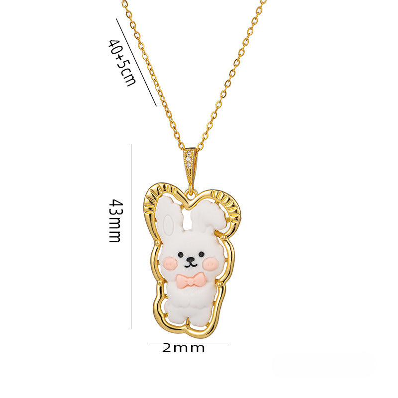 Wholesale Cartoon Animal Image Pendant Cute Necklaces Titanium Steel Necklace ACC-NE-Kouz007