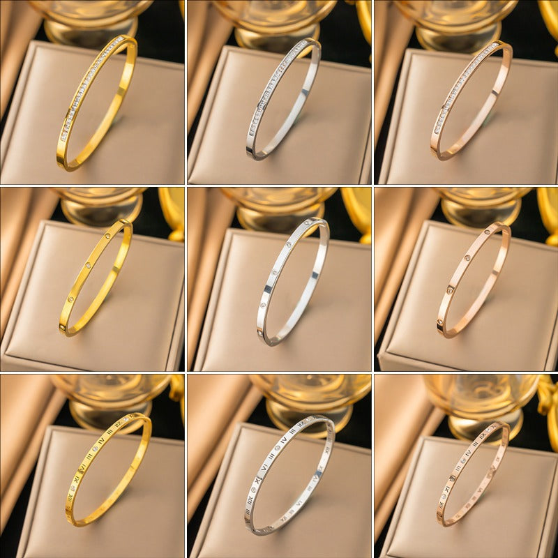 Wholesale 18K Gold Bamboo Titanium Steel Bracelet ACC-BT-Qinji006