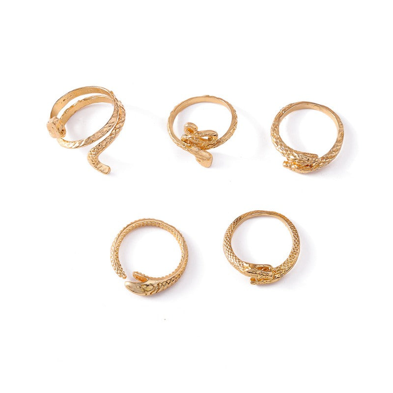 Wholesale 5pcs/set Fashion Zodiac Animal Snake Rings ACC-RS-YueSen003