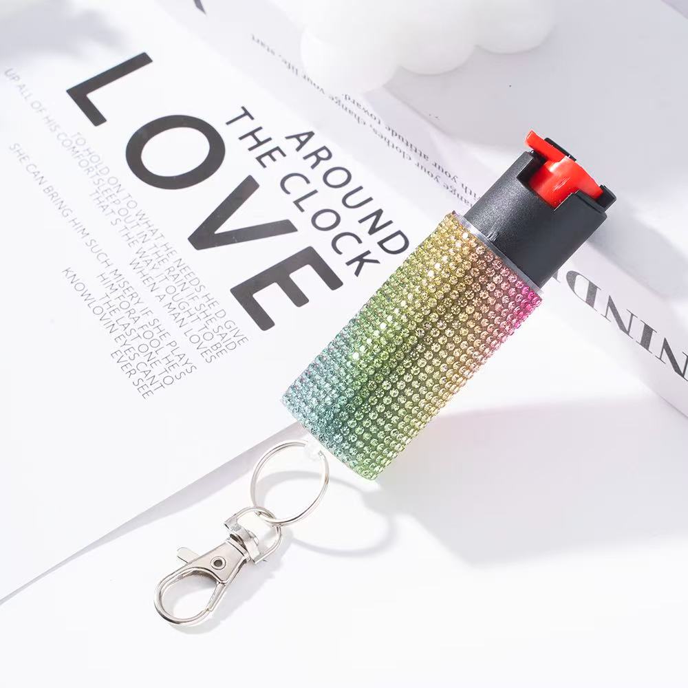 Wholesale Quick Release Spray Leopard Print Rhinestone Keychain for Women