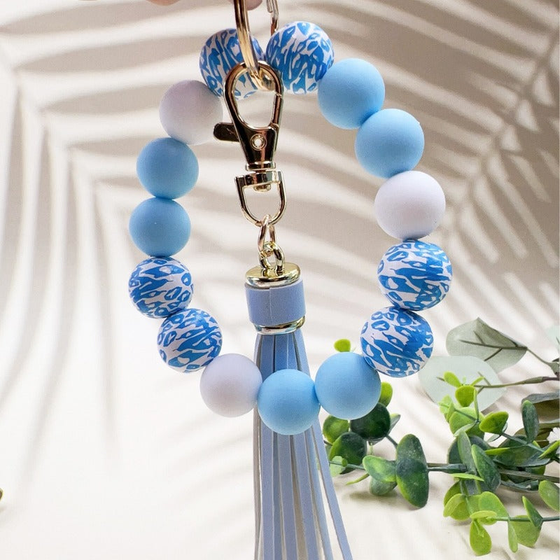 Wholesale Colorful Leopard Bead Bracelet Keychain ACC-KC-JiuYa015