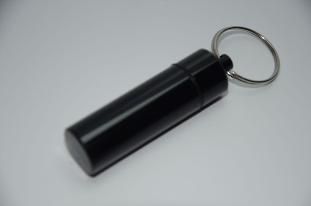 Wholesale Aluminum Alloy Flat Bottom Medicine Bottle Outdoor Convenient Keychain ACC-KC-KaBiao022