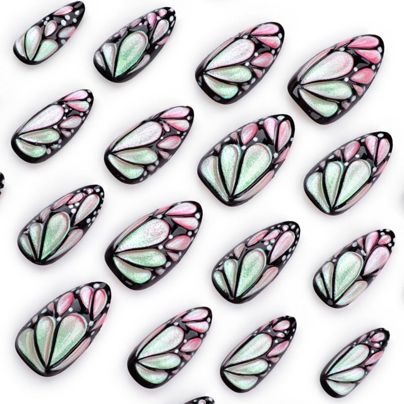 Wholesale 24 Pieces/box Butterfly Gradient Press-on Nails Kits Nail Stickers  ACC-NS-LeFan114