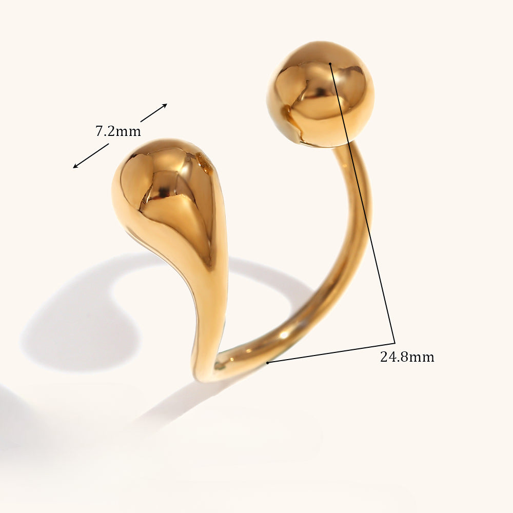 Wholesale Stainless Steel Plated 18K Gold Double Water Drop Tip Open Bracelet ACC-BT-DingRan001