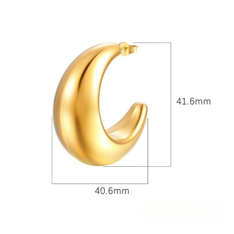 Wholesale Stainless Steel 18K Gold Oversized Crescent Hollow Earrings ACC-ES-MuShan028
