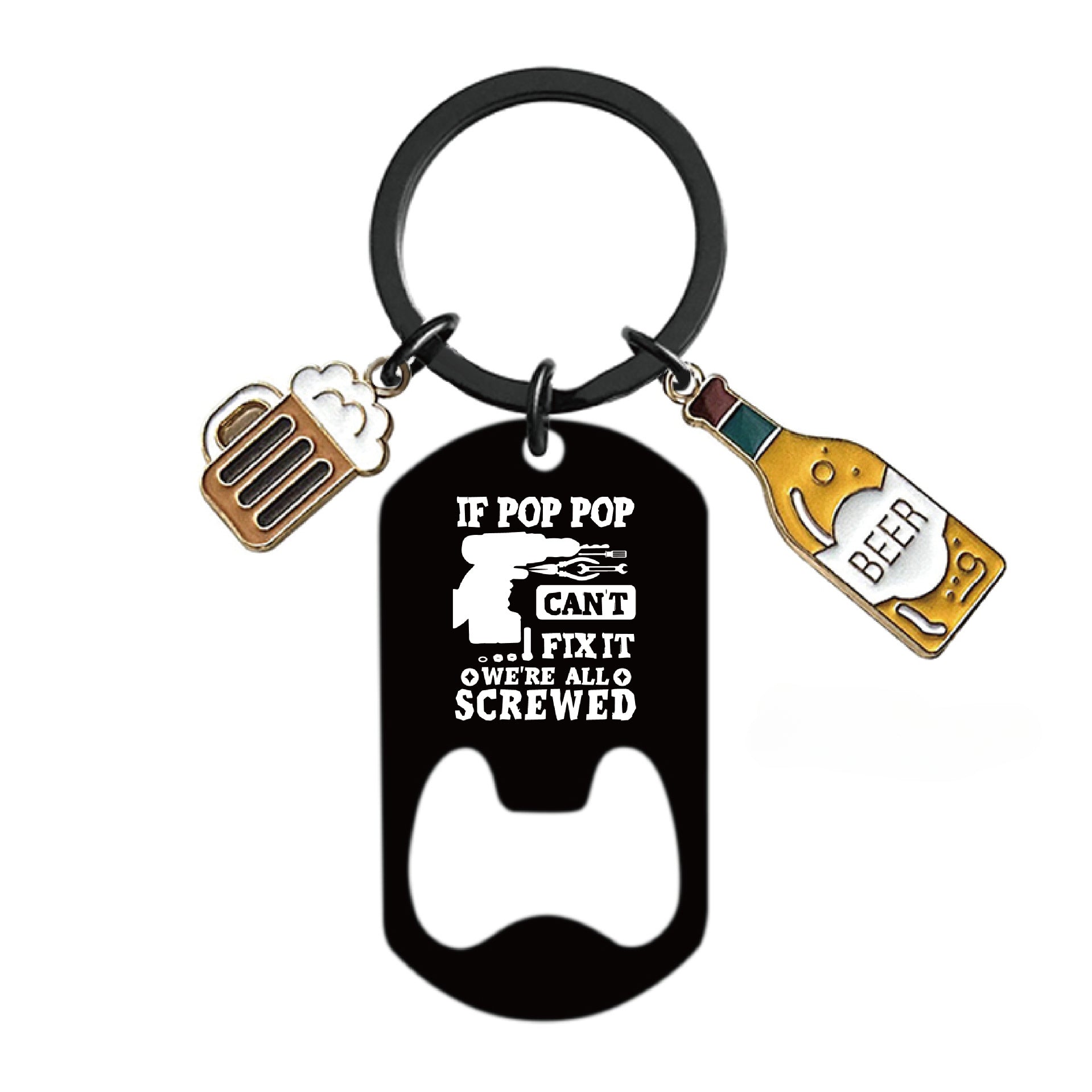 Wholesale Stainless Steel Bottle Openers, Wine Glasses, Father's Day Gifts, Metal Engraved Keychain ACC-KC-Ganggu004